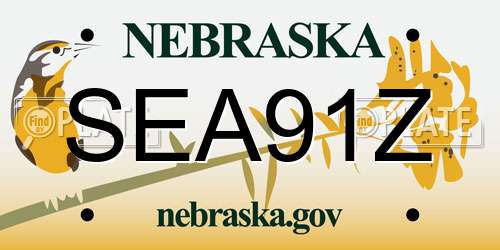 SEA91Z Nebraska License Plate