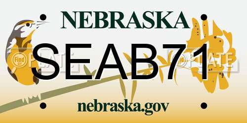 SEAB71 Nebraska License Plate
