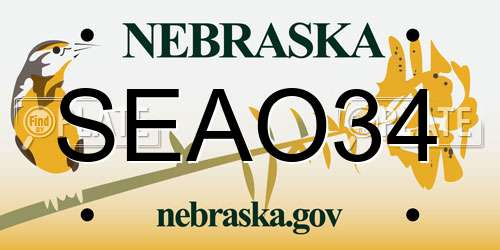 SEAO34 Nebraska License Plate