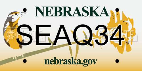 SEAQ34 Nebraska License Plate