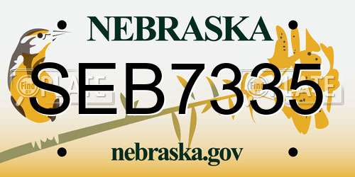 SEB7335 Nebraska License Plate