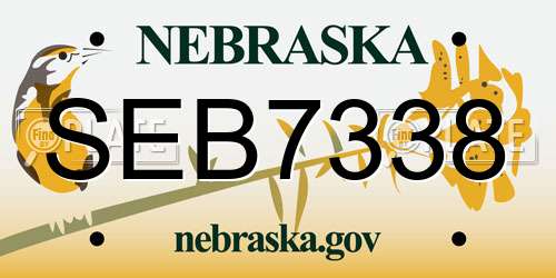 SEB7338 Nebraska License Plate