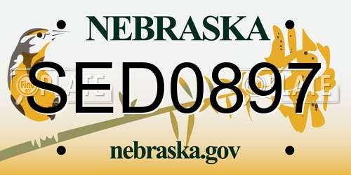 SED0897 Nebraska License Plate