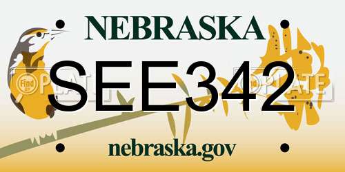 SEE342 Nebraska License Plate
