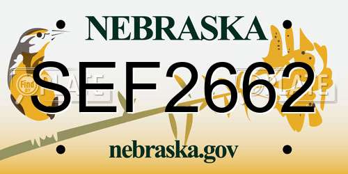 SEF2662 Nebraska License Plate