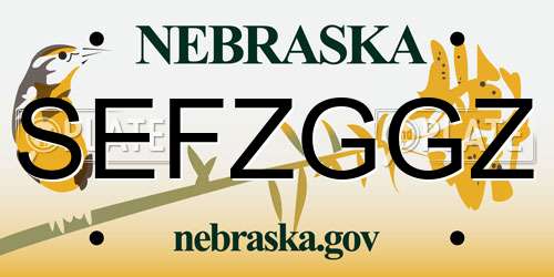 SEFZGGZ Nebraska License Plate