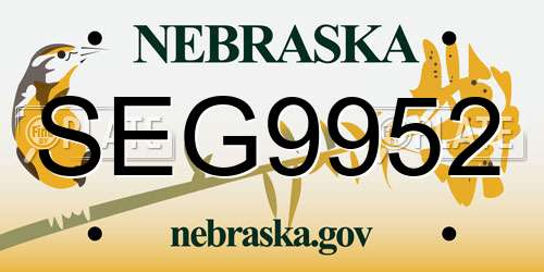 SEG9952 Nebraska License Plate