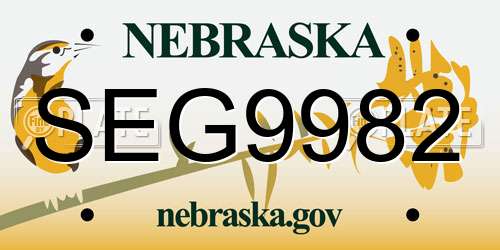 SEG9982 Nebraska License Plate