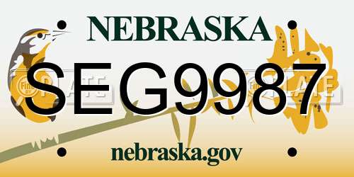 SEG9987 Nebraska License Plate