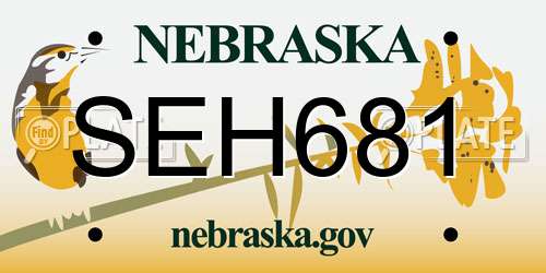 SEH681 Nebraska License Plate