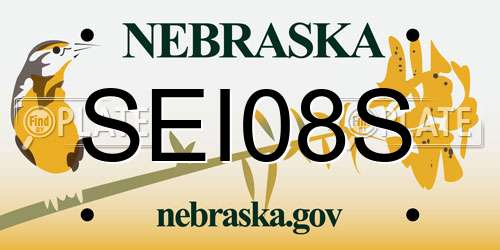 SEI08S Nebraska License Plate