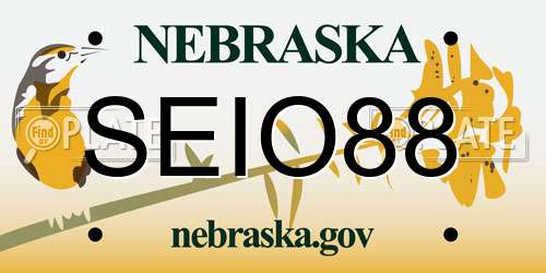 SEIO88 Nebraska License Plate