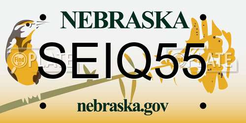 SEIQ55 Nebraska License Plate