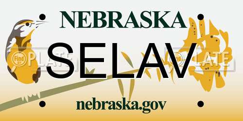 SELAV Nebraska License Plate