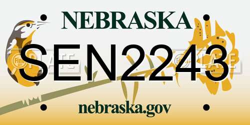 SEN2243 Nebraska License Plate