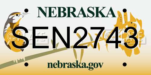 SEN2743 Nebraska License Plate