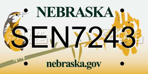 SEN7243 Nebraska License Plate