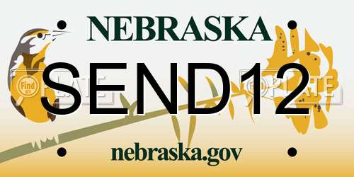 SEND12 Nebraska License Plate