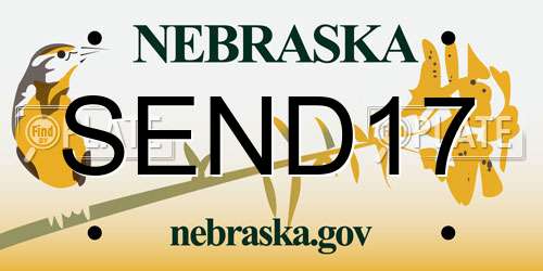 SEND17 Nebraska License Plate