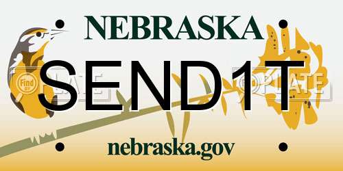 SEND1T Nebraska License Plate