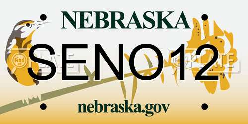 SENO12 Nebraska License Plate