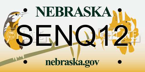 SENQ12 Nebraska License Plate