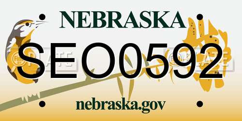 SEO0592 Nebraska License Plate