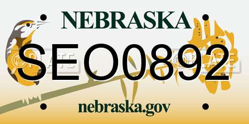 SEO0892 Nebraska License Plate