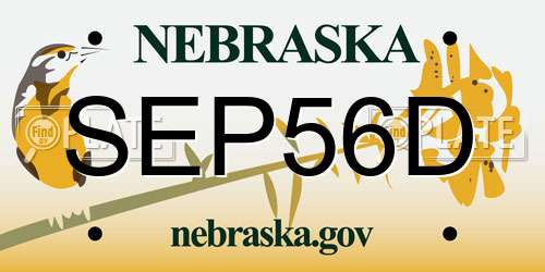 SEP56D Nebraska License Plate