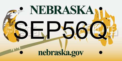 SEP56Q Nebraska License Plate