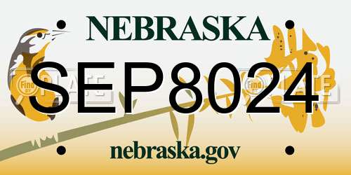 SEP8024 Nebraska License Plate