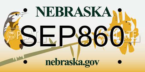 SEP860 Nebraska License Plate