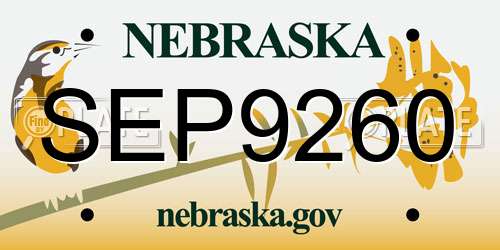 SEP9260 Nebraska License Plate