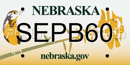 SEPB60 Nebraska License Plate