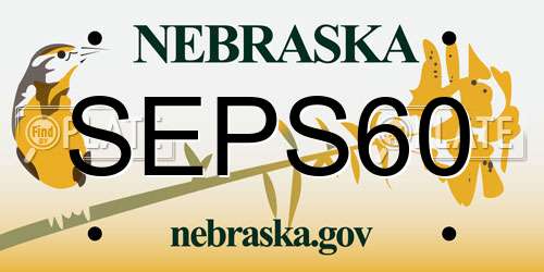SEPS60 Nebraska License Plate