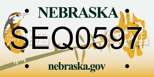 SEQ0597 Nebraska License Plate