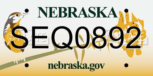 SEQ0892 Nebraska License Plate