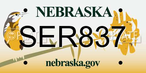 SER837 Nebraska License Plate