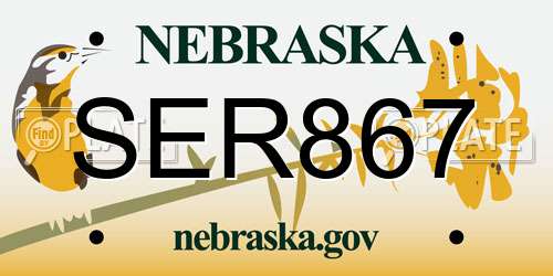 SER867 Nebraska License Plate