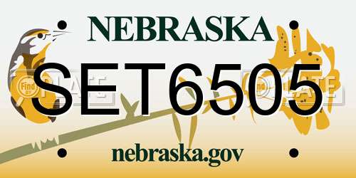 SET6505 Nebraska License Plate