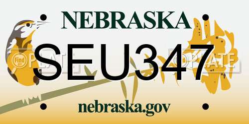 SEU347 Nebraska License Plate