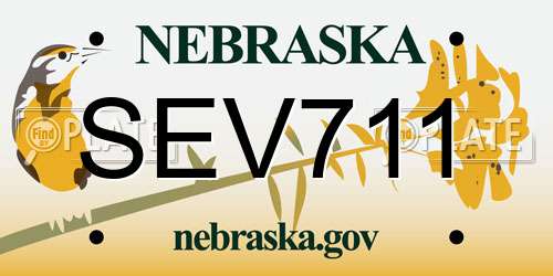 SEV711 Nebraska License Plate