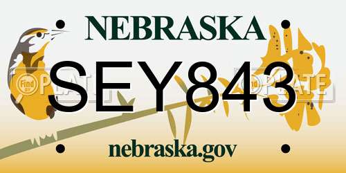 SEY843 Nebraska License Plate
