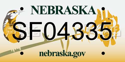 SF04335 Nebraska License Plate