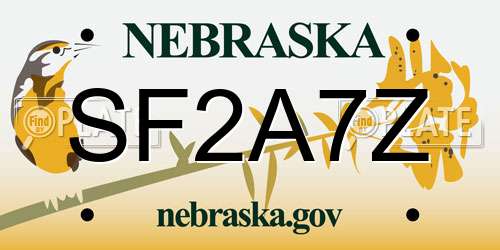 SF2A7Z Nebraska License Plate