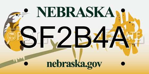 SF2B4A Nebraska License Plate