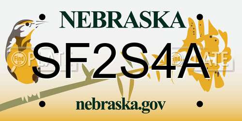 SF2S4A Nebraska License Plate
