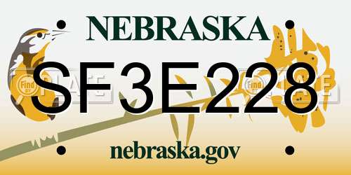 SF3E228 Nebraska License Plate