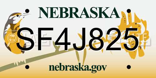 SF4J825 Nebraska License Plate