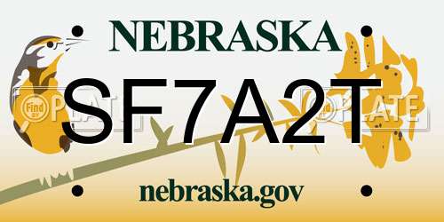 SF7A2T Nebraska License Plate